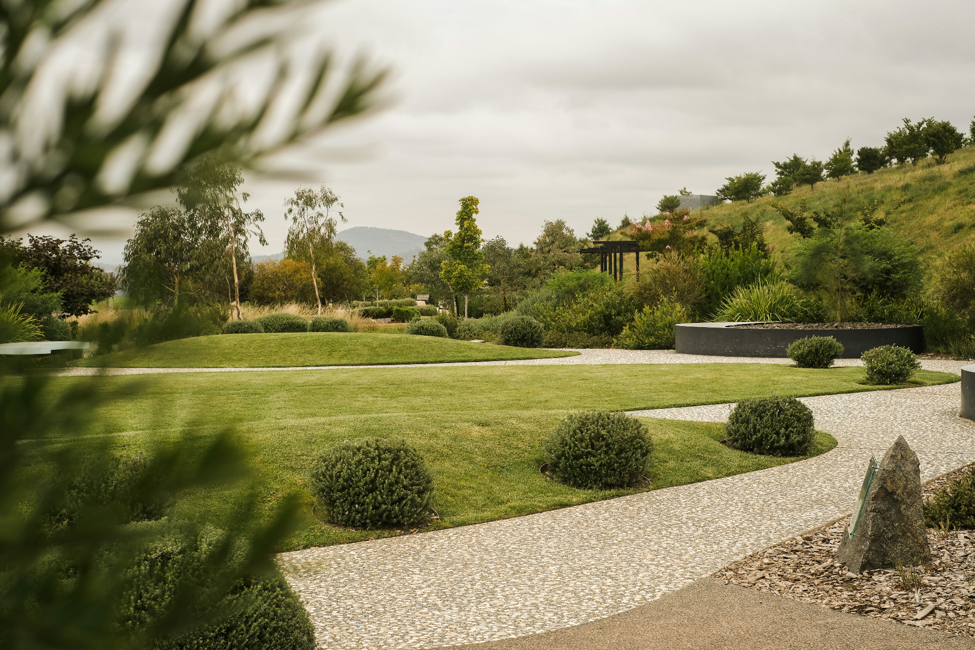 Commercial landscape maintenance crew on site
