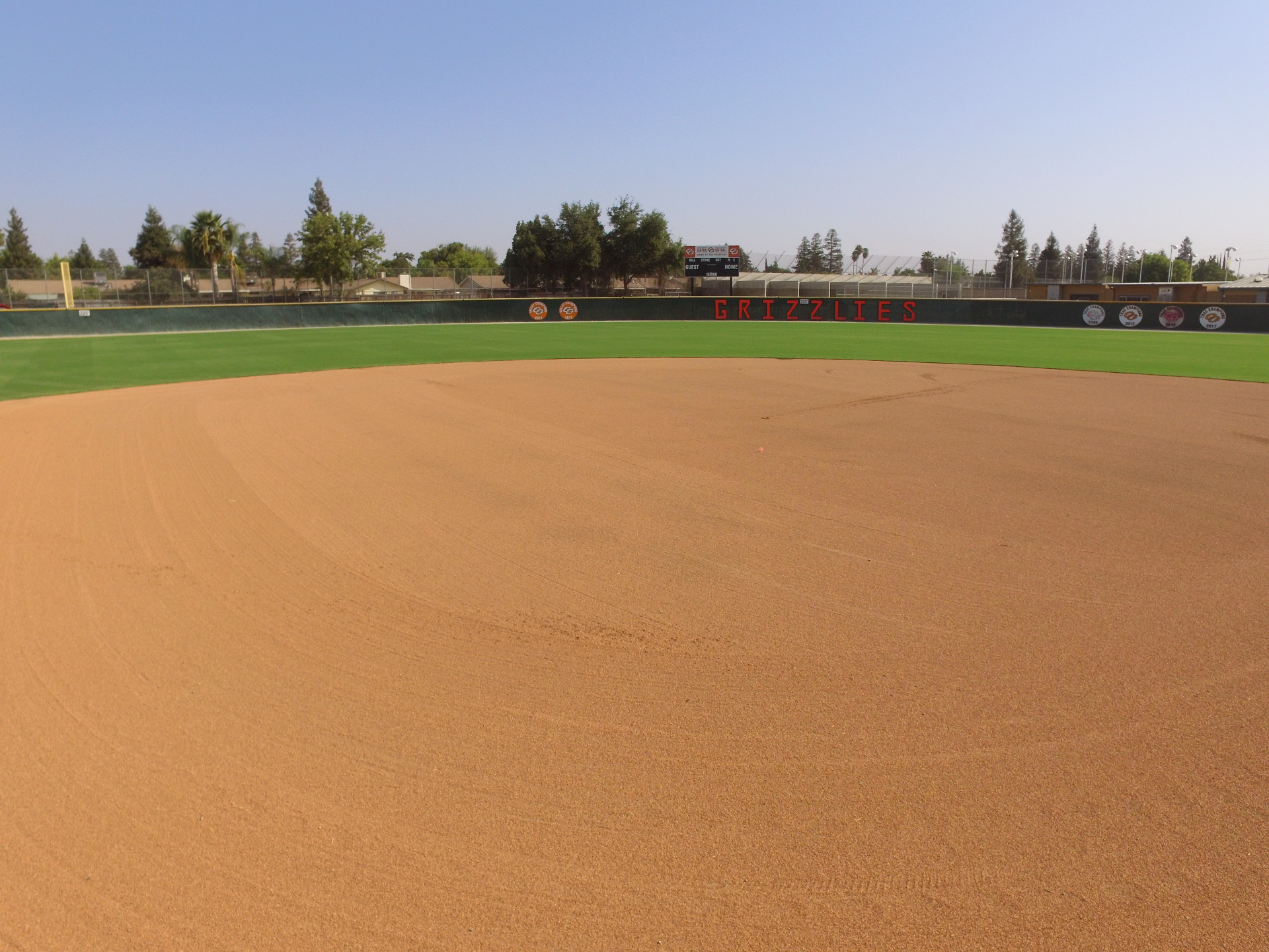 Central Grizzlies softball field — freshly groomed infield