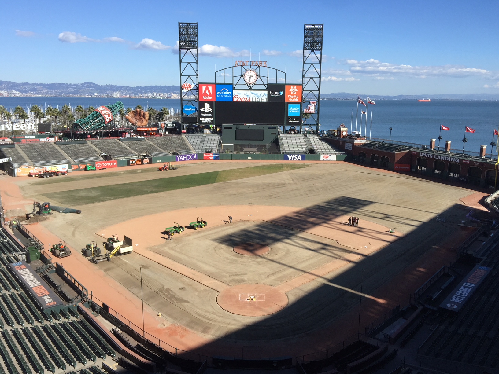 AT&T Park / Oracle Park — infield renovation with bay view