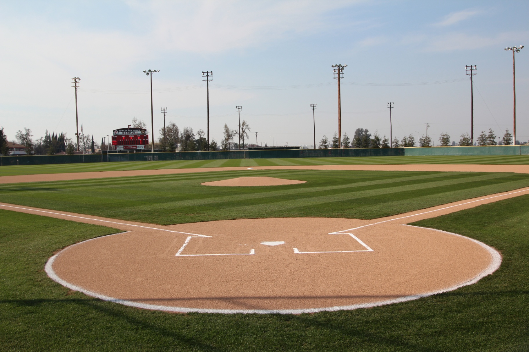 Fowler HS baseball field — home plate view