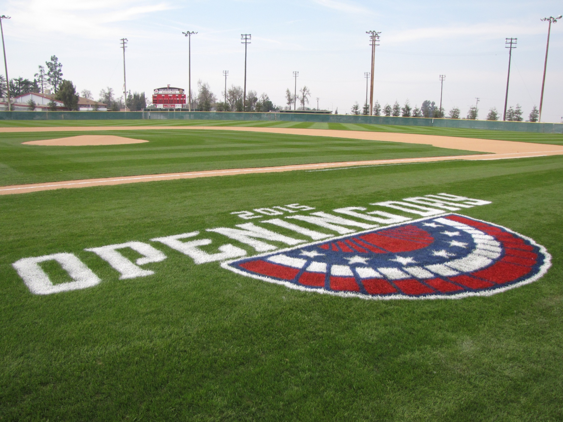Fowler HS baseball field — 2014 Opening Day logo